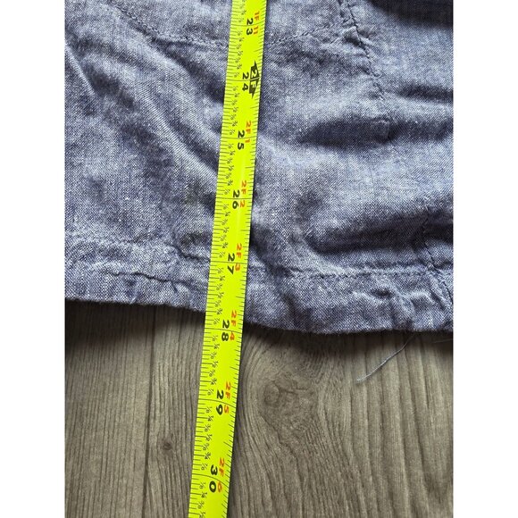 Sarid Olsen Hooded Blue Linen Blend Button-Up Jacket Medium W/ Side Pockets - Picture 11 of 12